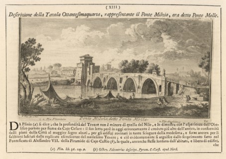 Ponte Milvio, detto Ponte Molle, Delle magnificenze di Roma antica e moderna, Vasi, Giuseppe, 1710-1782, Engraving, 1747-1761