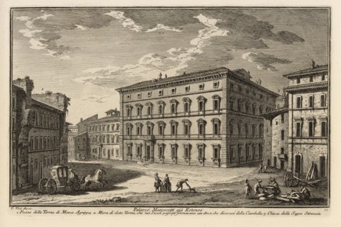 Palazzo Marescotti già Estense, Delle magnificenze di Roma antica e moderna, Vasi, Giuseppe, 1710-1782, Engraving, 1747-1761