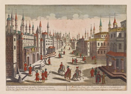 Vuë des sept tours, ou prisons d'etat à Constantinople, Middle Eastern vues d'optique, Unknown, engraving, hand col.