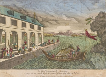 Les Magasins du Pont de Maroc Royaume d'Affrique, African vues d'optique, Huquier, Jacques Gabriel, engraving, hand col