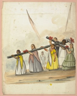 Procession of women with a cross, Lima costumes, ca. 1853, Fierro, Pancho, 1803-1879, Smith, Archibald, M.D., Watercolor