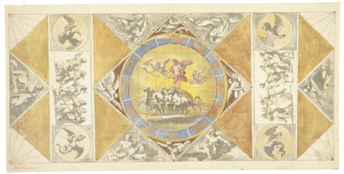 Unexecuted ceiling design for the Stanza del Sole, Antonio Asprucci architectural drawings for the Villa Borghese, ca. 1770