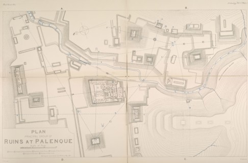 Plan principal group of ruins at Palenque, Archaeology, Maudslay, Alfred Percival, 1850-1931, Price, H. W., 1889-1902