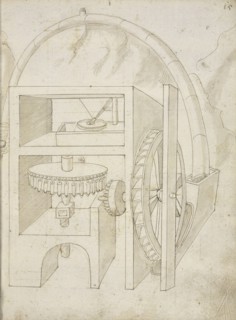 Folio 15 mill, Edificij et machine MS, Martini, Francesco di Giorgio, 1439-1502, Brown ink and wash on paper, between ca. 1475