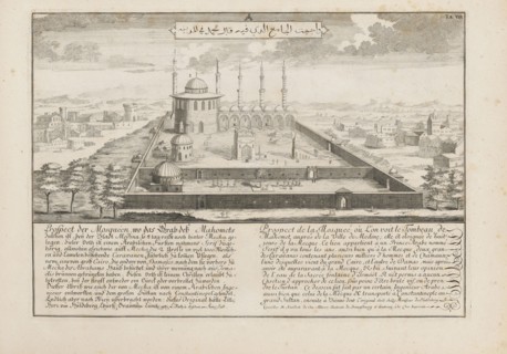 Prospect der Mosquéen, wo das Grab dess Mahomets zusehen ist, beÿ der Stadt Medina, Entwurff einer historischen Architectur