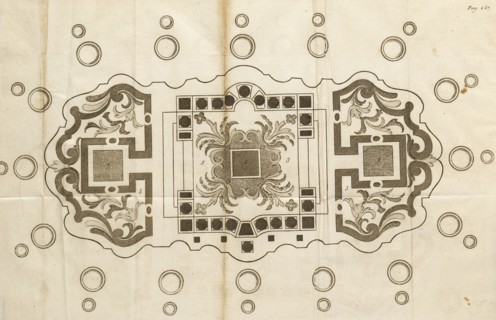 Design for table decoration, facing p. 167, La science du maître d'hôtel confiseur: à l'usage des officiers
