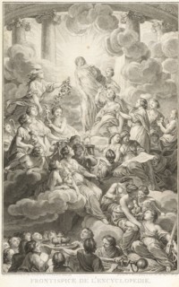 Frontispiece with allegorical figures, Encyclopédie, ou, Dictionnaire raisonné des sciences, des arts et des métiers, Cochin