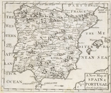 A new map of Spain and Portugal, from the latest observations, Geography anatomiz'd, or, The geographical grammar: being a short