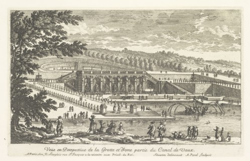 Veue en perspective de la grotte et d'une partie du canal de Vaux, Perelle engravings of Paris, royal residences, chateaux