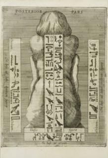 Egyptian statue, rear view, Ad Alexandrum VII. Pont. Max. Obelisci Aegyptiaci: nuper inter Isaei Romani rudera effossi
