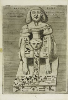 Egyptian statue, front view, Ad Alexandrum VII. Pont. Max. Obelisci Aegyptiaci: nuper inter Isaei Romani rudera effossi