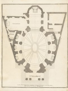 Pianta della Chiesa della Madonna di Monte Santo nella piazza del Popolo, Stvdio d'architettvra civile sopra gli ornamenti