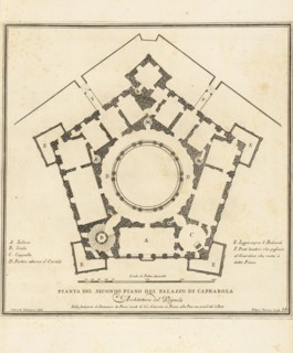 Pianta del pian secondo del Palazzo di Caprarola, Stvdio d'architettvra civile sopra gli ornamenti di porte e finestre tratti