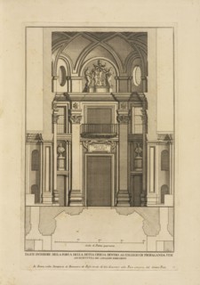 Parte interiore della porta della detta chiesa dentro al Collegio di Propaganda Fide, Stvdio d'architettvra civile sopra