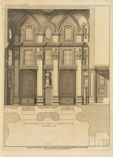 Spaccato della chiesa dentro al Collegio di Propaganda Fide, Stvdio d'architettvra civile sopra gli ornamenti di porte