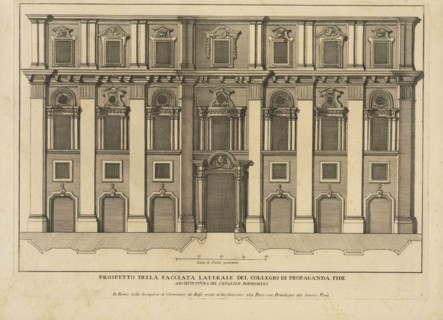 Prospetto della facciata laterale del Collegio di Propaganda Fide, Stvdio d'architettvra civile sopra gli ornamenti di porte