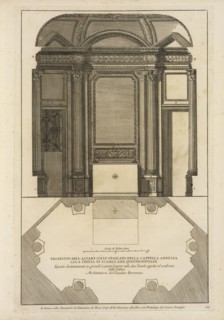 Prospetto dell'altare collo spaccato della cappella annessa alla Chiesa di S. Carlo alle Quattro Fontane, Stvdio d'architettvra