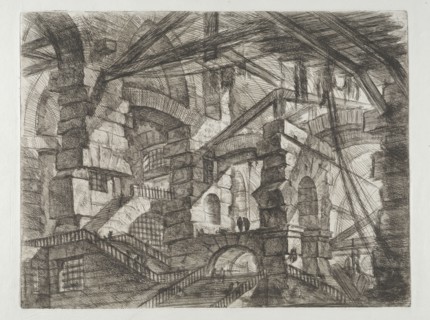 Invenzioni capric di carceri all'acqua forte, Piranesi, Giovanni Battista, 1720-1778, burnishing, scratching, black-and-white