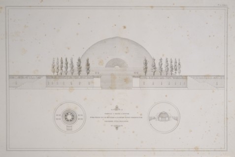 Tombeau à ériger à Newton: 1er prix obtenu en l'an MDCCLXXXV à l'Académie royale de l'architecture, par Pierre Jules Deléspine