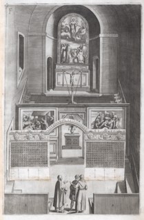 Leaf F: Interior of Chiesa Minore, Descrizione del sacro monte della Vernia, Ligozzi, Jacopo, 1547-1626, Moroni, Lino, Engraving