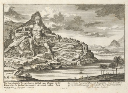 Mount Athos as a Colossal Statue, Entwurff einer historischen Architectur: in Abbildung unterschiedener berühmten Gebäude
