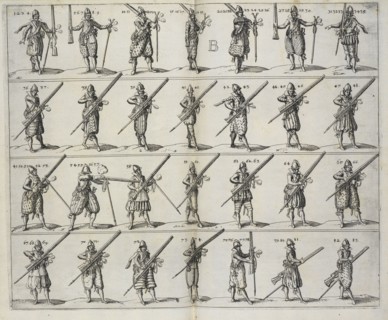 Figures of soldiers with muskets, L'art militaire pour l'infanterie, Wallhausen, Johann Jacobi von, 17th cent., Etching, 1615