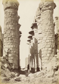 Karnak: allée centrale de la salle hypostile, orientalist photography, Béchard, Emile, ca. 1875