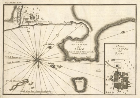 Plan de la ville de Pisco, Plan de la rade de Pisco, Plan de la ville de Pisco, Relation du voyage de la mer du Sud