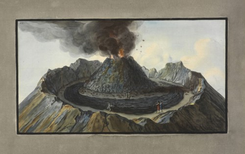 Interior view of the crater of Mount Vesuvius, as it was before the eruption of 1767, Campi Phlegræi.