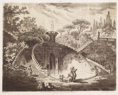 Vuë prise dans les jardins de Ville Barberini à Rome, Robert, Hubert, 1733-1808, Saint Non, Jean Claude Richard de, 1727-1791