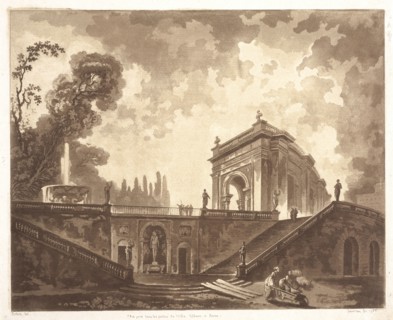 Vuë prise dans les jardins de Villa Albani a Rome, Robert, Hubert, 1733-1808, Saint Non, Jean Claude Richard de, 1727-1791