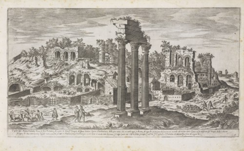 Parte del monis palatino verso il foro romano, I vestigi dell' antichità di Roma, Du Pérac, Etienne, d. 1604, Engraving, 1575