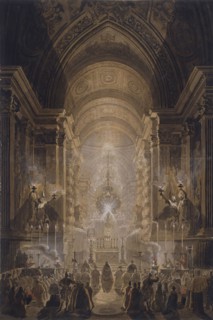 Holy Sacrament in the Pauline Chapel, Desprez, Louis Jean, 1743 - 1804, Piranesi, Francesco, 1756-1810, Etching, hand-colored