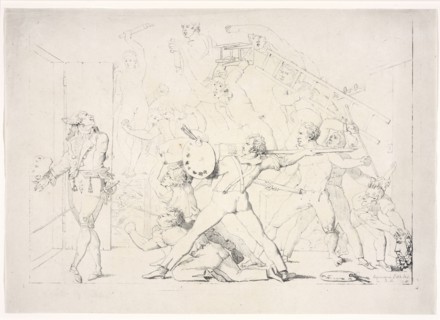 Atelier de David, Lithography, black-and-white, 19th century