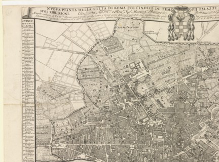 Nvova pianta della città di Roma coll'indice de tempij palazzi et altre fabriche antiche e moderne, e divisa nelli svoi XIIII