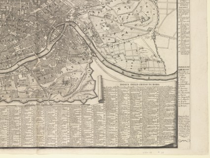 Nvova pianta della città di Roma coll'indice de tempij palazzi et altre fabriche antiche e moderne, e divisa nelli svoi XIIII