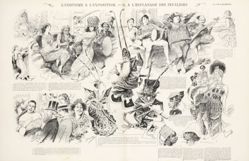 L'exotisme à l'exposition II. A l'esplanade des Invalides, Baudouin, Armand, Marcelin, Emile, 1825-1887, Rougeron, Vignerot