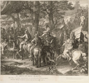 Alexander and Porus, Battles of Alexander, Audran, Gerard, 1640-1703, Le Brun, Charles, 1619-1690, Etching, engraving