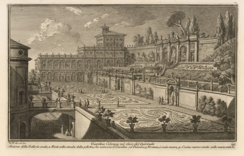 Giardino Colonna nel clivo del Quirinale, Delle magnificenze di Roma antica e moderna, Vasi, Giuseppe, 1710-1782, Engraving