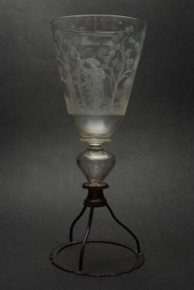 Chalice in façon de Venise style, engraved with pastoral scene, wineglass drinking glass drinkware tableware holder glass silver