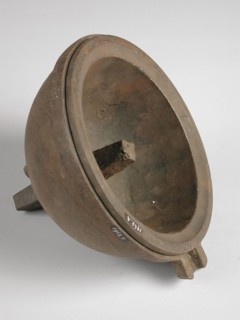 Two-piece bronze mold for bottom medium jug with initials JVDP, year 1751 and hand, mold casting tool tools kit metal