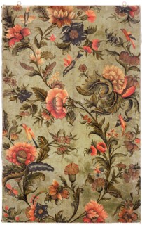 Wallpaper with floral motifs and birds, painting wallpaper canvas linen oil paint paint wood