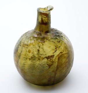 Small bottle, bottle holder soil find model? glass, free blown and molded in mold blown Small bottle (decorative bottle