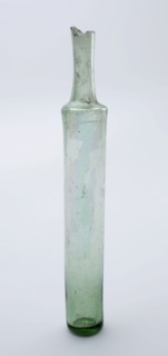 Oblong cylindrical storage bottle, apothecary bottle perfume bottle bottle holder soil find glass, free blown and formed Oblong