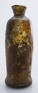 Medicine Bottle, medicine bottle bottle holder soil find glass, free blown and shaped Small (medicine?) Bottle in clear light