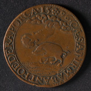 Medal on the alliance with France and England against Spain, jeton utility medal medal exchange copper, fortitude and belief