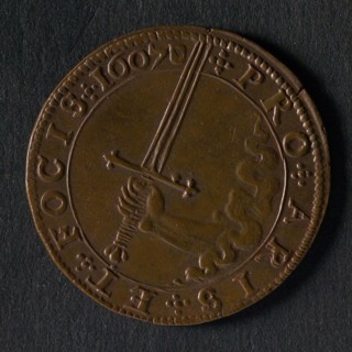 Medal from the States of Utrecht in connection with the negotiations on the file, jeton utility medal medal exchange buyer, arm