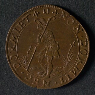 Medal on the negotiations on the 12-year file, jeton utility medal medal exchange copper, herd of sheep irradiated by heavenly