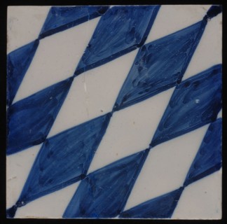 Tile, blue on white, with the image of diamond pattern, wall tile tile sculpture ceramic earthenware glaze, baked 2x glazed