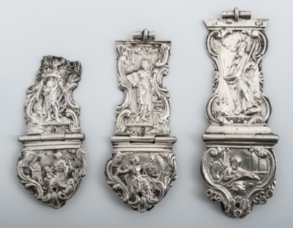 Silver book lock, consisting of three parts, lock sealant silver, minerva head book Rotterdam education Academy of Fine Arts